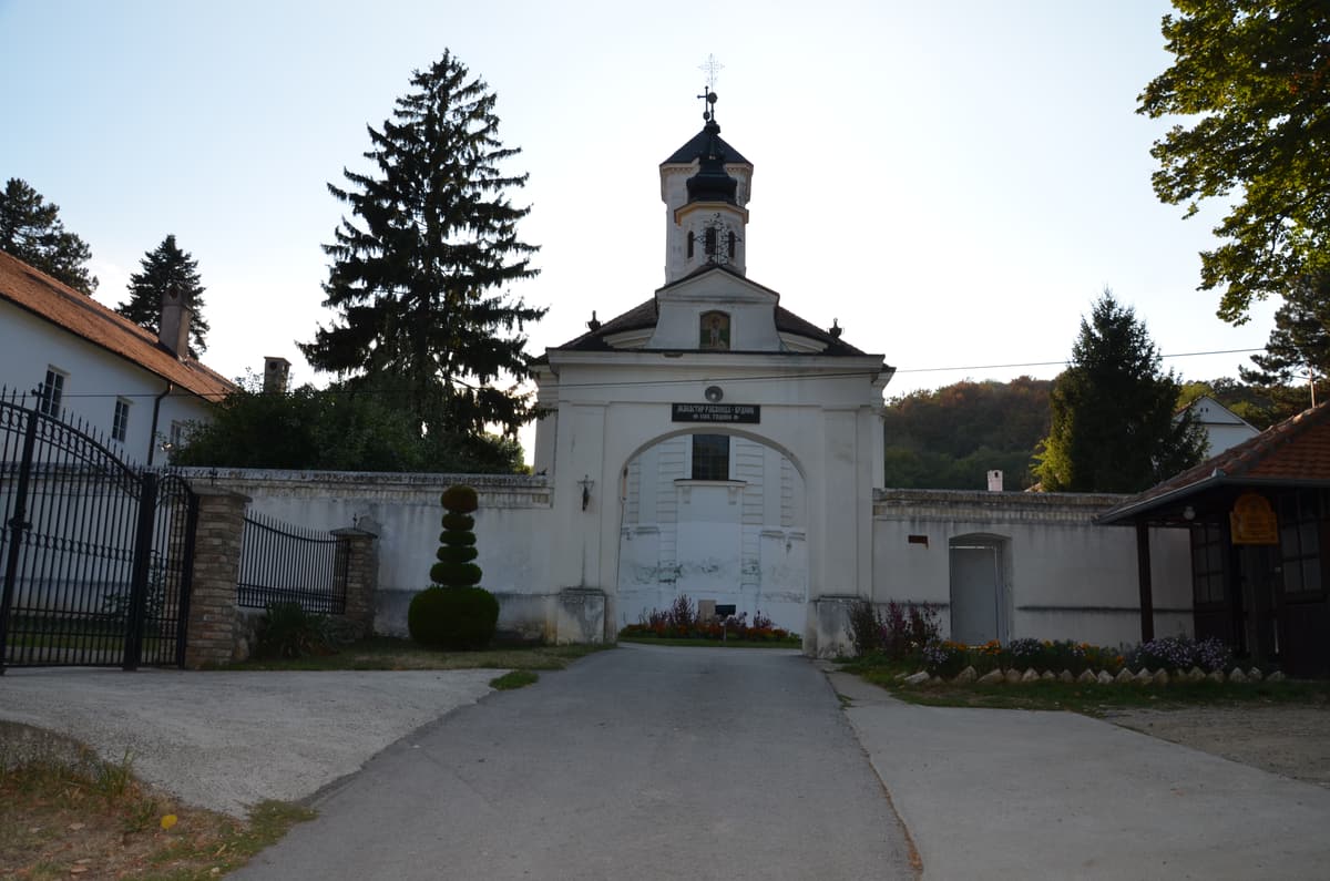 The gate and church tower of Vrdnik-Ravanica Monastery