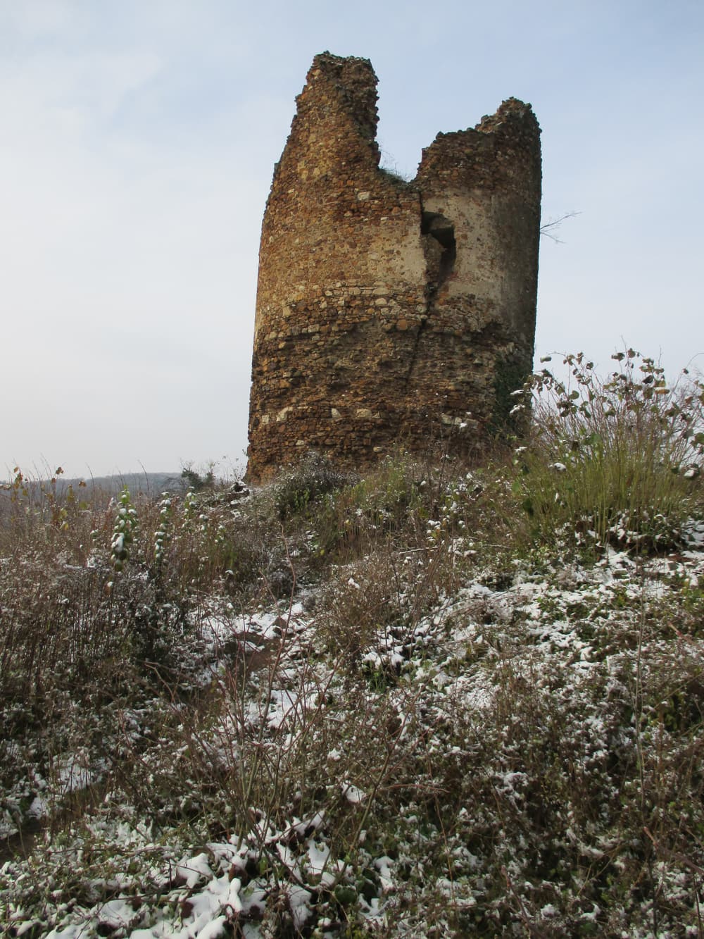 The ruined stone Vrdnik Tower on its hilltop