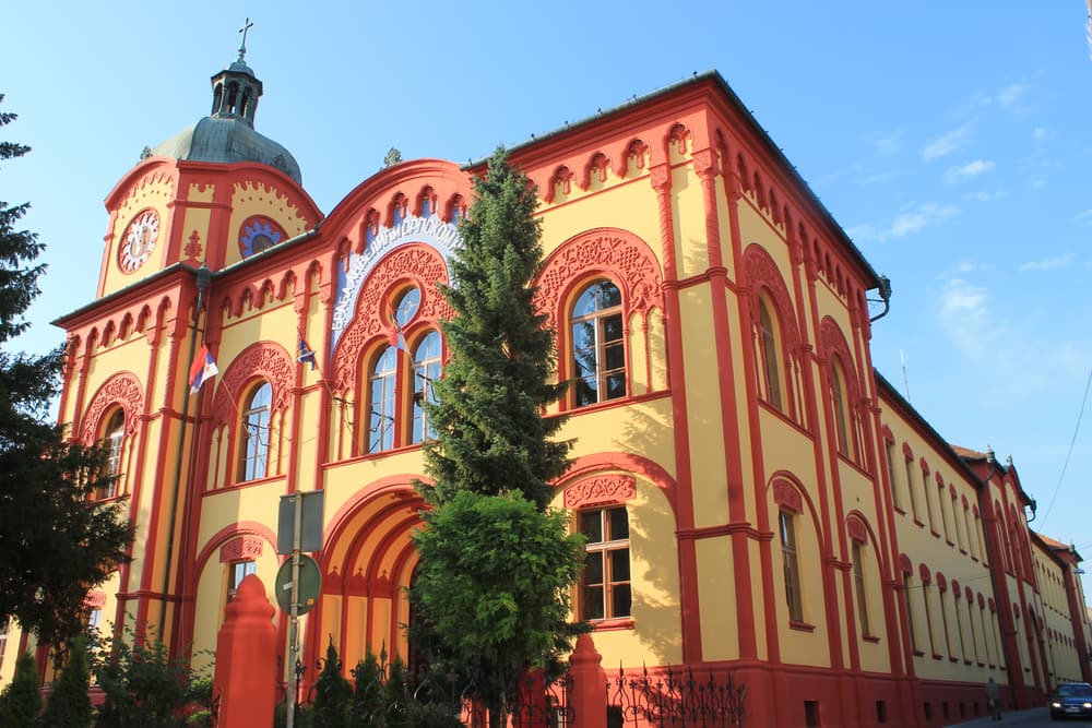 The historic Karlovci Gymnasium building in Sremski Karlovci